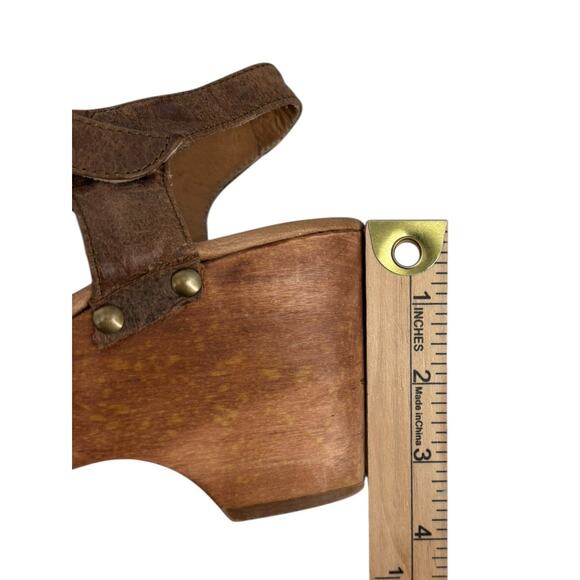 Sundance Five Worlds Leather Platform Clogs Womens Size 9 Womens T Strap Camel - Picture 8 of 13